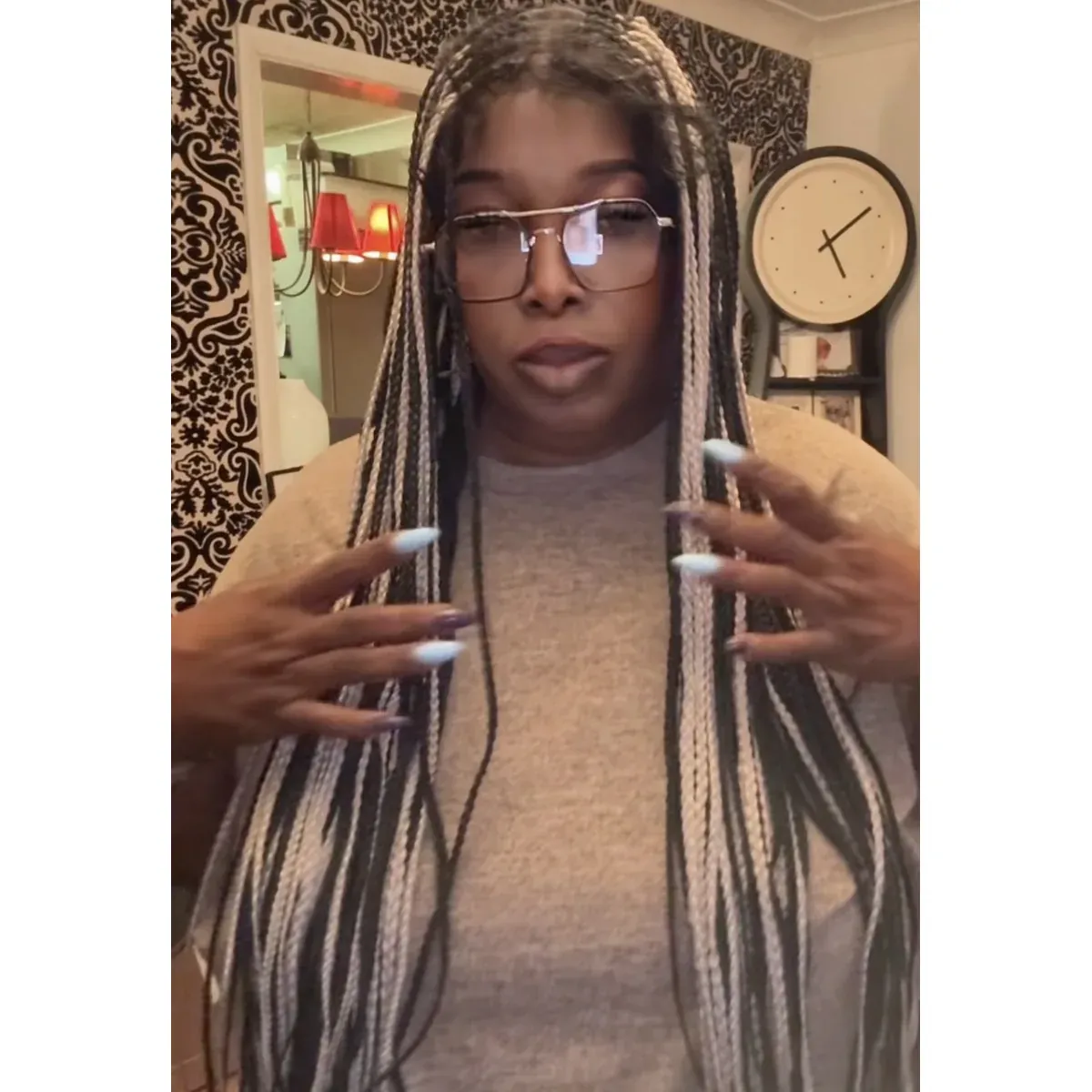 22-inch Black & Blonde Braided Wig, black & blonde