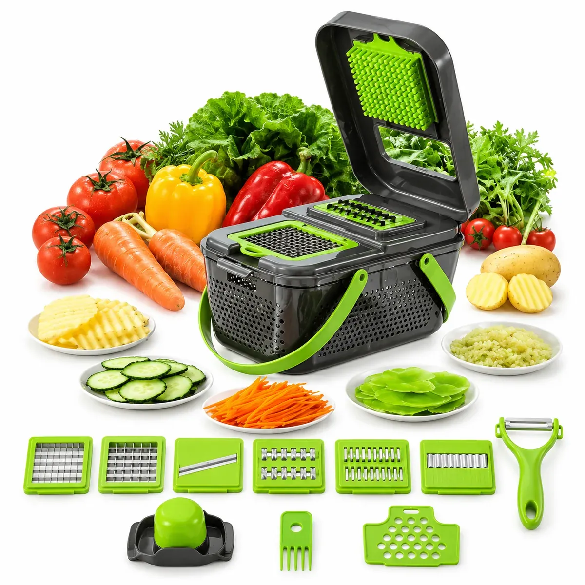 22-Piece Vegetable & Fruit Slicer, multifunction chopper and slicer set