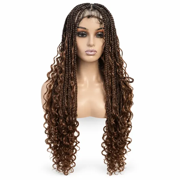 24-inch Long Braided Wig, brown