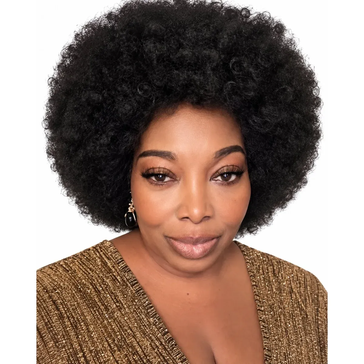 Black Afro Cap Wig, full black afro curls