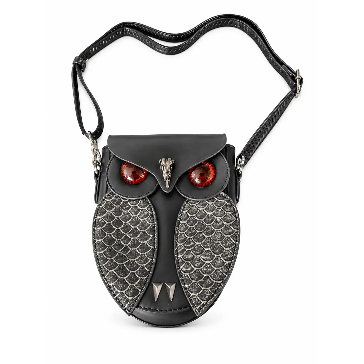 Black Owl Crossbody Phone Bag, adjustable shoulder strap