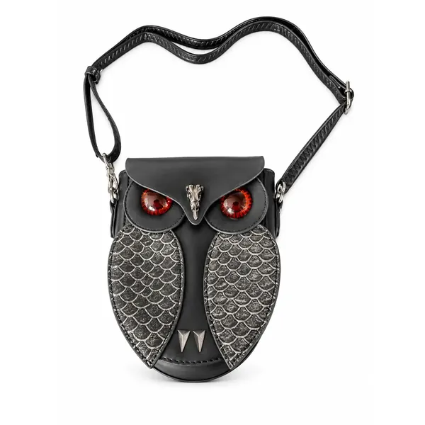 Black Owl Crossbody Phone Bag, adjustable shoulder strap