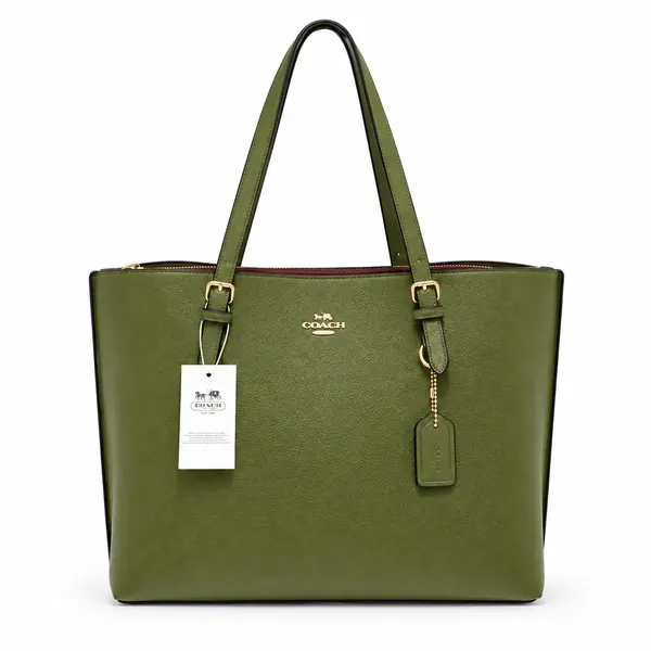 Coach Tote Bag – Olive Green, large structured tote