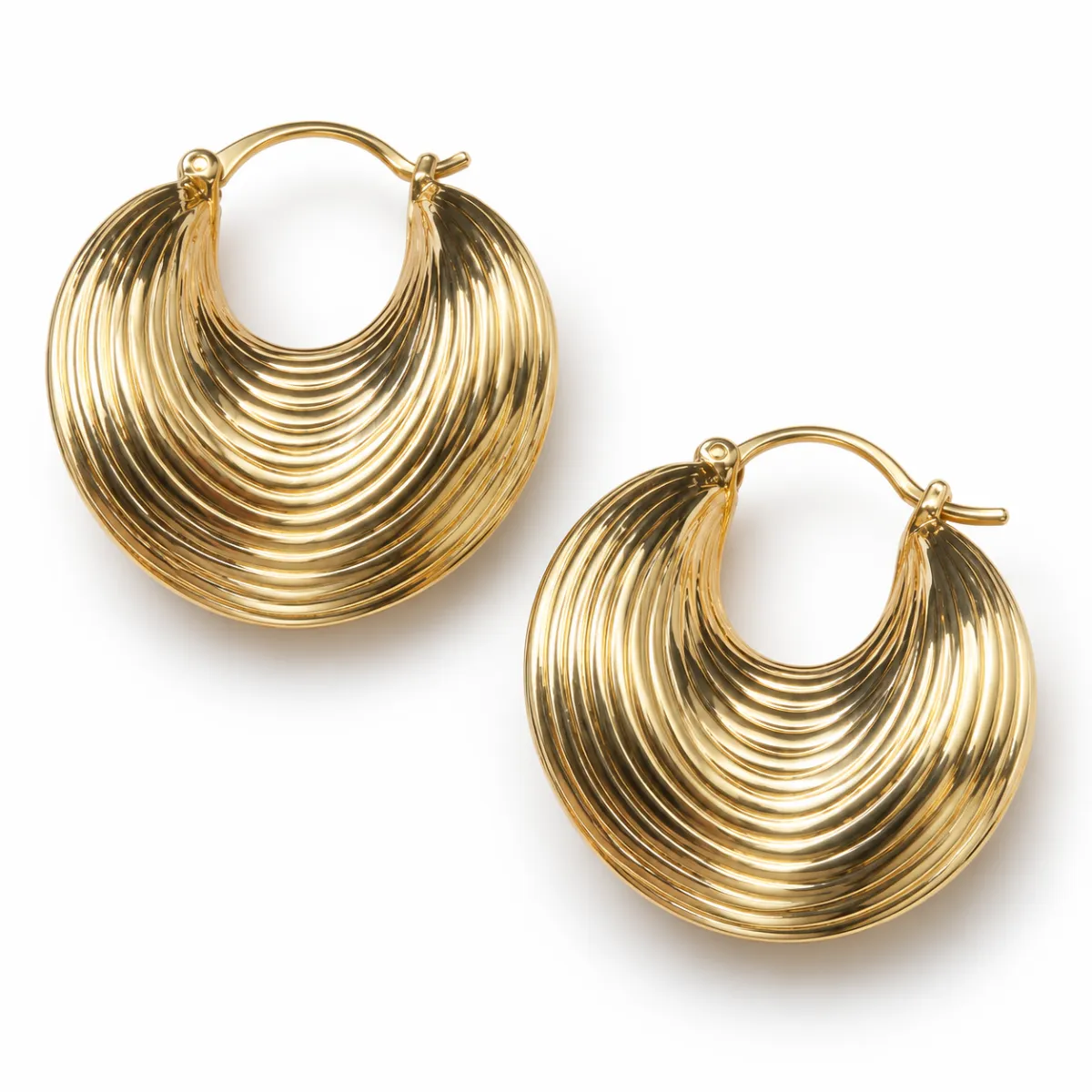 Gold Tone Ribbed Chunky Hoop Earrings Statement Crescent Fashion Jewellery, elegant silver tone ribbed crescent hoop earrings – statement jewellery add a touch of timeless elegance to your jewellery collection with these stunning silver-tone statement hoop earrings. featuring a distinctive layered ribbed design and a bold crescent silhouette, these earrings combine contemporary fashion with classic sophistication. key features colour: silver tone style: chunky crescent hoop earrings design: layered ribbed, textured finish closure: hinged hoop fastening finish: shiny, polished metallic appearance quantity: 1 pair (2 earrings) suitable for: everyday wear, parties, evenings out and special occasions gift idea: birthdays, anniversaries and festive celebrations why you'll love them these eye-catching earrings are designed to complement casual outfits, elegant dresses and eveningwear. their distinctive sculptural design adds a stylish finishing touch to any look. package includes: 1 pair of silver tone statement hoop earrings. please note: silver tone describes the colour, not the metal composition. material and measurements should be confirmed before purchase.