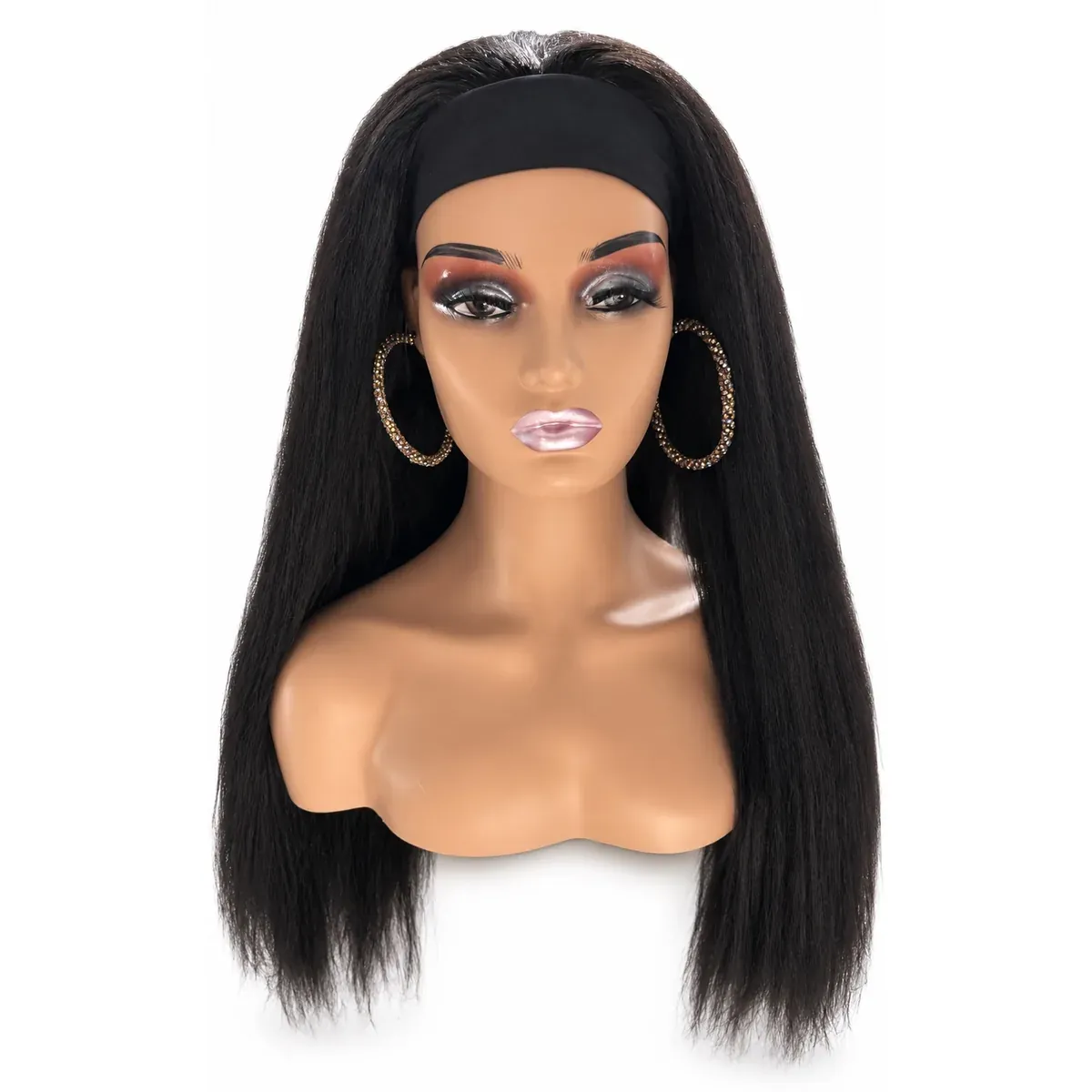 Hair Band Wig, long straight black hair