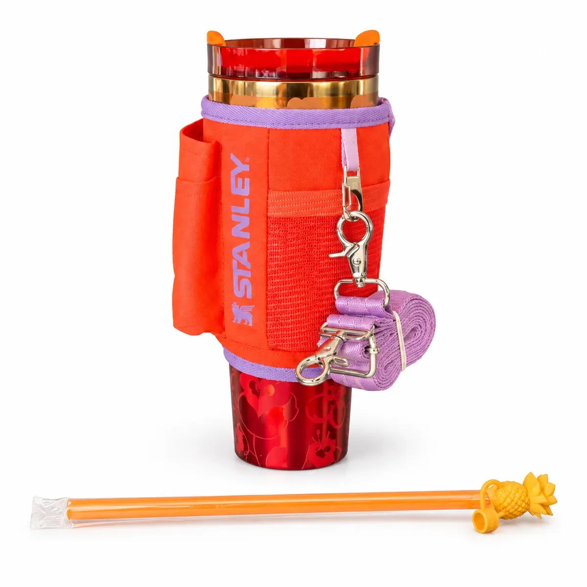 Premium Orange Tumbler & Carry Pouch Bundle, 1.2L premium tumbler with velvet presentation bag plus orange pouch