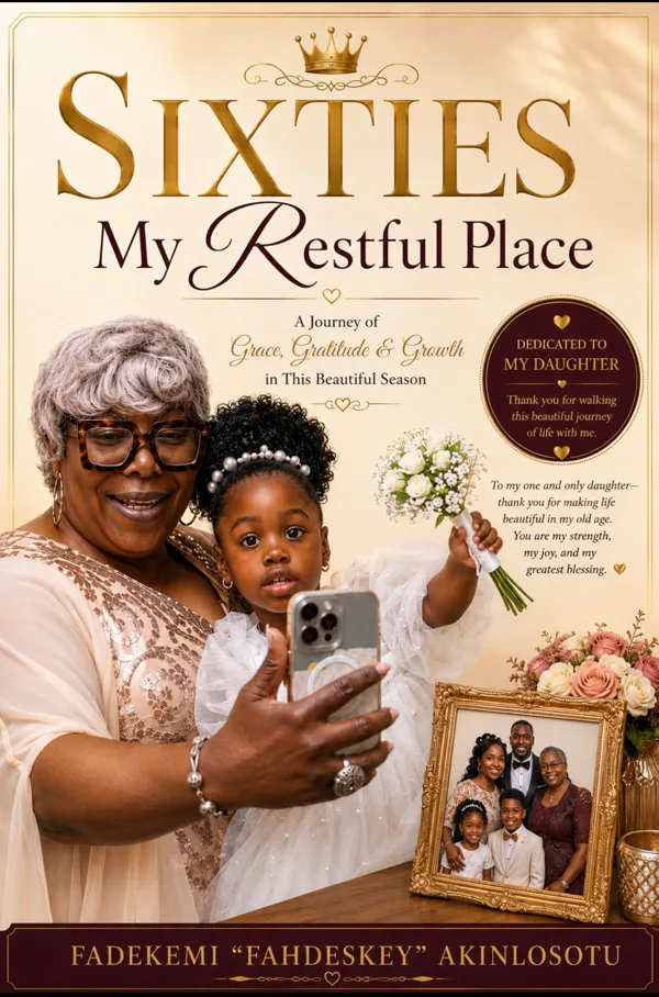 Sixties: My Restful Place — A Journey of Grace, Gratitude & Growth by Fadekemi “Fahdeskey” Akinlosotu, book cover